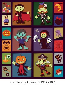 Vintage Halloween poster design set