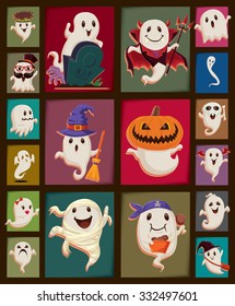 Vintage Halloween poster design set