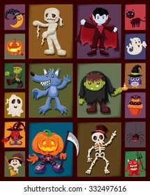 Vintage Halloween poster design set