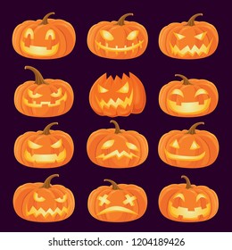 Vintage Halloween poster design with vector Jack O Lantern, pumpkin character. 