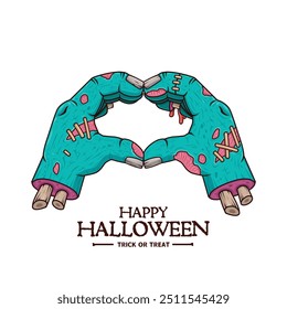 Vintage Halloween poster design with vector zombie character. 