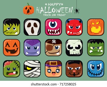 Vintage Halloween poster design with vector demon, skull, cat, zombie, witch, mummy, pirate, skeleton, vampire, ghost, reaper character. 