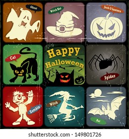 Vintage halloween poster, label design set