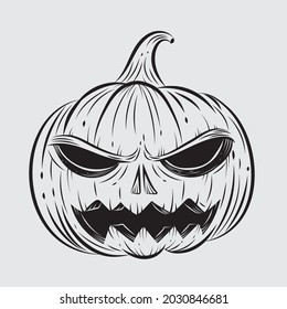 Vintage halloween pumpkin engraving drawing vector illustration