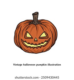Vintage halloween pumpkin hand drawn illustration
