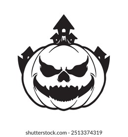 Vintage Halloween, silhouettes, Happy Halloween Icons, elements for halloween decorations, sketch, icon, sticker. Hand drawn vector solated background.