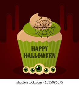 Vintage halloween spooky cupcake. Halloween poster - Vector