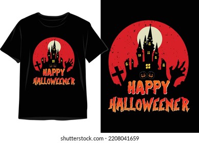 Diseño vintage de vectores de Halloween para imprimir en camiseta. Gráficos vectores de diseño de camisetas de Halloween.