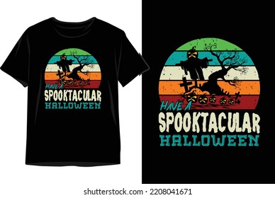 Vintage Halloween Time Vector Design for print on T-shirt. Halloween T-shirt Design Vector Graphics.