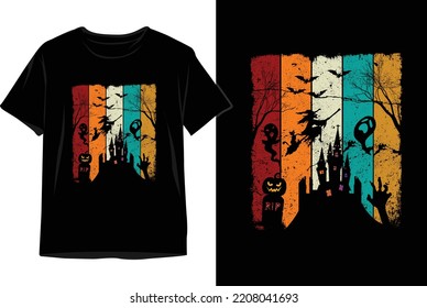 Vintage Halloween Time Vector Design for print on T-shirt. Halloween T-shirt Design Vector Graphics.