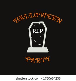 Vintage Halloween typography badge graphics with pumpkin, ribbon and quote text - Witch better have my candies. Holiday scary emblem label. Stock vector sticker