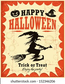 Vintage Halloween witch poster design