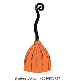 Vintage Halloween witches broomstick with twisted handle Vector