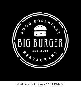 Inspiración en el diseño del logo Burger Stamp con el estilo de dibujo Hipster