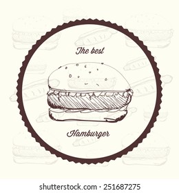 Vintage hamburger background and labels