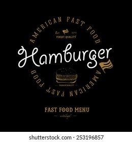 Vintage  hamburger background and labels