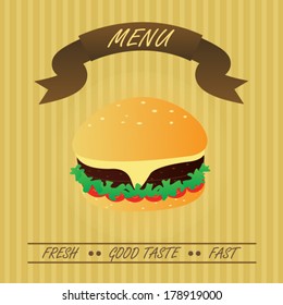 Vintage Hamburger, Fastfood Menu