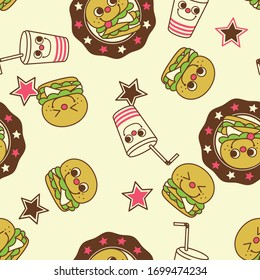 Patrón de material de ilustración de hamburguesa de cosecha
