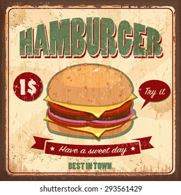 Vintage Hamburger Vector Illustration