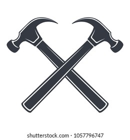Vintage hammer Icon, joiner's tools, simple shape, for graphic design of logo, emblem, symbol, sign, badge, label, stamp, isolated on white background. Hand drawn, vector illustration.