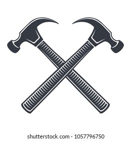 Vintage hammer Icon, joiner's tools, simple shape, for graphic design of logo, emblem, symbol, sign, badge, label, stamp, isolated on white background. Hand drawn, vector illustration.