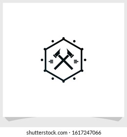 vintage hammer logo design vector, construction logo design template