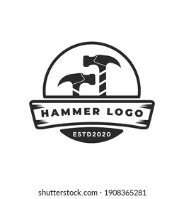 Vintage Hammer Logo Design Vector Stock Vector (Royalty Free ...