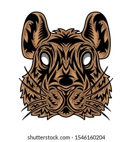 Vintage Hamster face. Heading vintage style Isolated on a white background. Design element for logo, badge, tattoo, t-shirt, banner, poster.