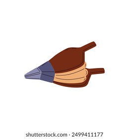Vintage hand blower, fire bellows icon. Blacksmith equipment. Cartoon blacksmith bellows for fanning fire in forge, manual leather retro fan for cooling. Vector flat illustration isolated on white