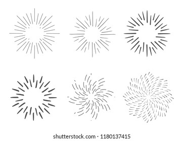 Vintage hand dawn Sunburst Explosion