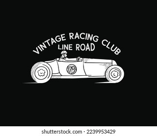 vintage hand drawing illustration rider racing car