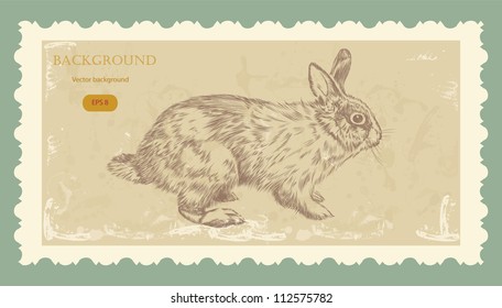Vintage hand drawing rabbit vector eps 10