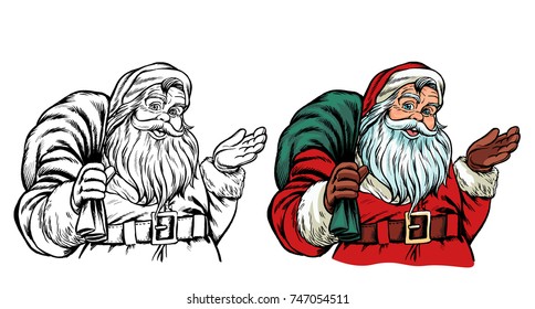 Vintage hand drawing style of santa claus