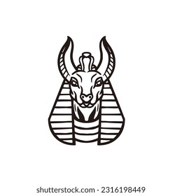 Vintage a mano del antiguo dios egipcio Anubis Logo Vector de diseño