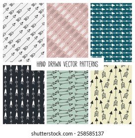 vintage hand drawn arrow patterns, vector illustration
