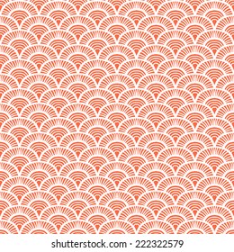 Vintage hand drawn art deco pattern with scale motifs. Vector seamless background in 1930s and 1920s fashion style