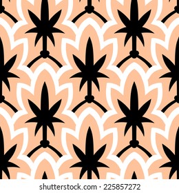 Vintage hand drawn art deco pattern with scale and floral motifs. Vector seamless background in 1930s and 1920s fashion style