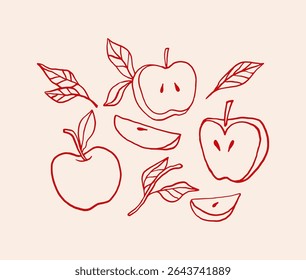 Vintage hand drawn background with apples and leaves. Retro vector template for Jewish New Year, Rosh Hashanah. Wrapping paper and packaging design for Back to School campaign.