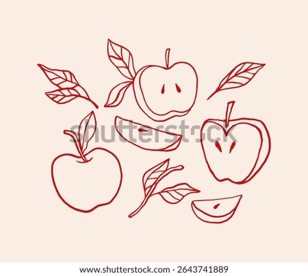 Vintage hand drawn background with apples and leaves. Retro vector template for Jewish New Year, Rosh Hashanah. Wrapping paper and packaging design for Back to School campaign.