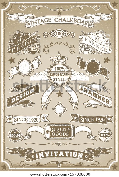 Vintage Hand Drawn Banner Blackboard Stock Vector Royalty