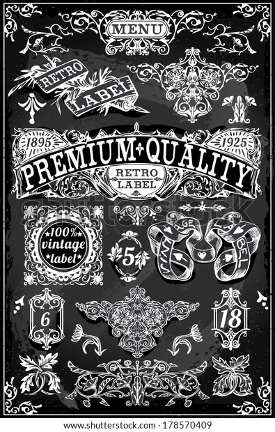 Vintage Hand Drawn Banner Blackboard Stock Vector Royalty