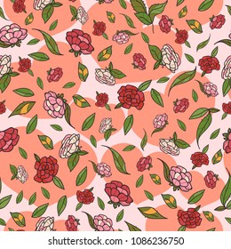 Vintage hand drawn beautiful flower design with retro style background seamless pattern vector
