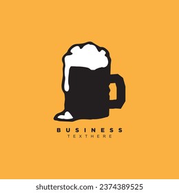 Vintage hand drawn beer mug vector art isolated on yellow background