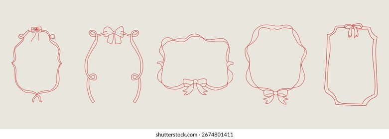 Vintage Hand Drawn Bow Frame in Coquette Style for Invitations and Social Media