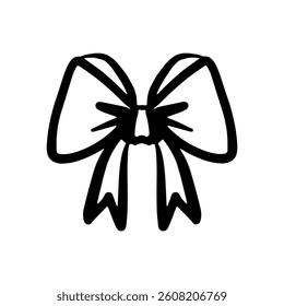 Vintage hand drawn bow and ribbon border frame isolated on transparent background. Vector design element for wedding, valentine day, birthday party, holiday invitation.

