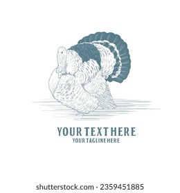 Vintage Hand Drawn Bronze Turkey Poultry Badge Emblem Label Illustration Vector