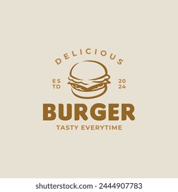 Vintage hand drawn of burger logo design