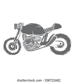 vintage hand drawn cafe racer. motorcycle. Vector  isolated.