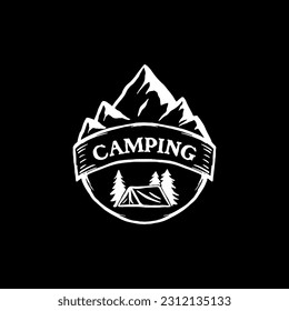vintage hand drawn campfire vector logo badge