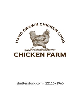 vintage hand drawn chicken logo